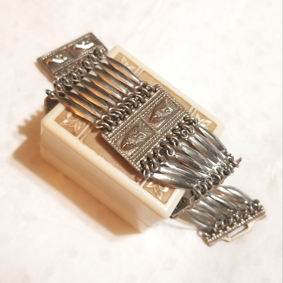 MCM MAYAN MASK Sterling Silver Bracelet 55.04 grams - Picture 5 of 7